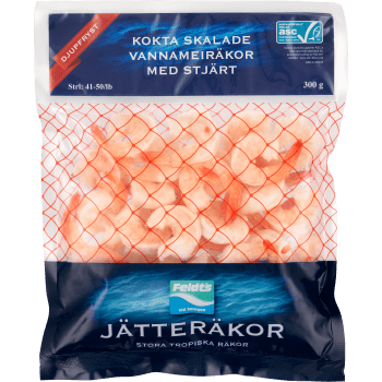 Vannameiräka Kokt Med Tip Asc 41/50 Frysta 300g Feldt's.