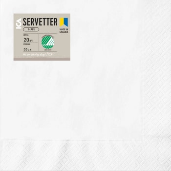 Servett 33cm Vit 20-p ICA.
