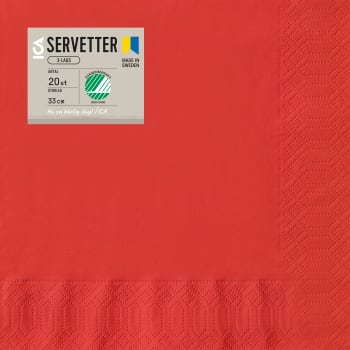 Servett 33cm Röd 20-p ICA.