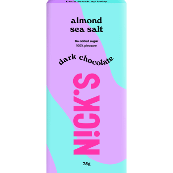 Chokladkaka Mörk Almond Sea Salt 75g Nick´s.