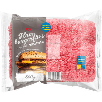 Hamburgerfärs Färsk av nöt 23% 800g ICA.