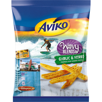 Pommes wavy blends garlic herbs 600g Aviko.