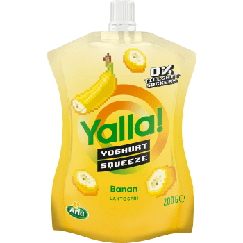 Drickyoghurt squeeze Banan Laktosfri 3% 200g Yalla.