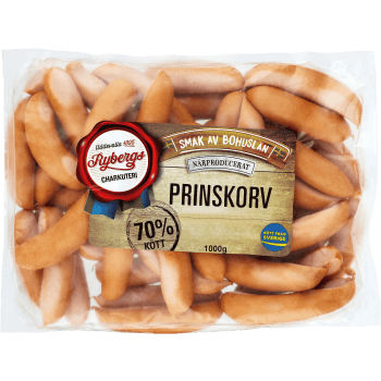 Prinskorv 70% Kötthalt 1kg Rybergs.