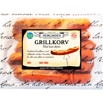 Grillkorv Tunt Skinn 400g Hemgården.