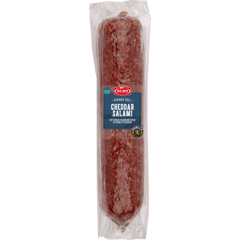 Cheddarsalami i skivor ca 3g Scan.