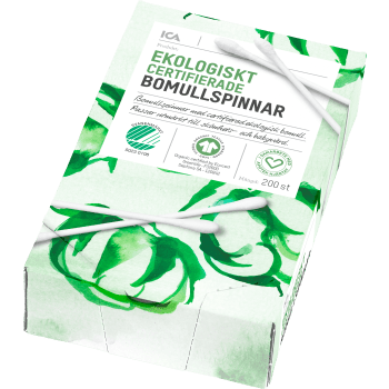 Bomullspinnar 200-p ICA Hjärtat EKO.