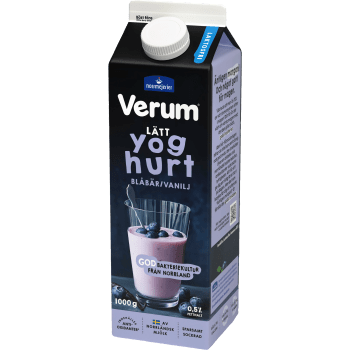 Lätt Yoghurt Blåbär Vanilj 0,5% Laktosfri 1000g Verum®.