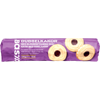Dubbelkakor blåbär 176g ICA Basic.