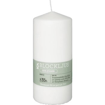 Blockljus vit stearin 15cm ICA.