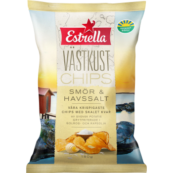 Västkustchips Smör & Havssalt 180g Estrella.