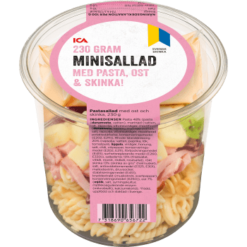 Minisallad med Pasta Ost och Skinka 230g ICA.