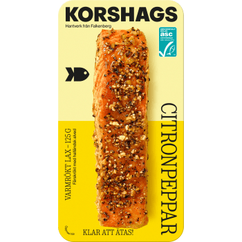 Laxfilé Färsk Varmrökt Citronpeppar 125g Miljömärkt Korshags.