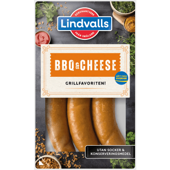 Kryddkorv BBQ Cheese Riktig Korv 70% Kötthalt 270g Lindvalls.