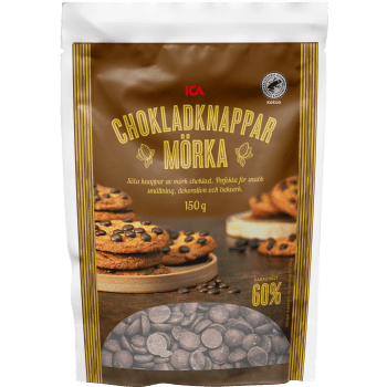 Chokladknappar Mörk Choklad 150g ICA.