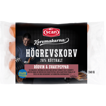 Högrevskorv Rödvin & Svartpeppar 78% Kötthalt 240g Korvmakarna Scan.