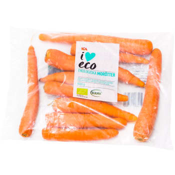 Morötter Ekologiska 1kg KRAV Klass 1 ICA I love eco.