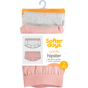 Boxertrosor Enfärgade Rosa/Gråmelange 122/128 2-p Softer Days.