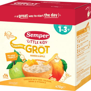 Flerkornsgröt mango & äpple 1år 14p 470g Semper.