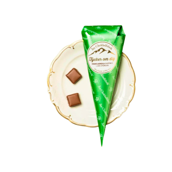 Chokladkola Tycker Om Dig Grön 80g Åre Chokladfabrik.
