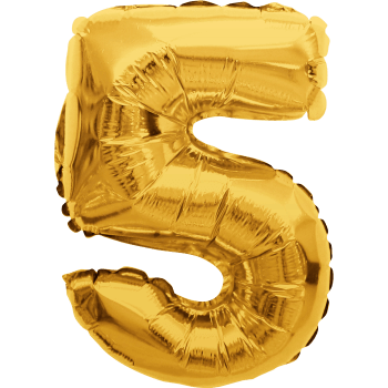 Folieballong Nr 5 Guld Happy Party.