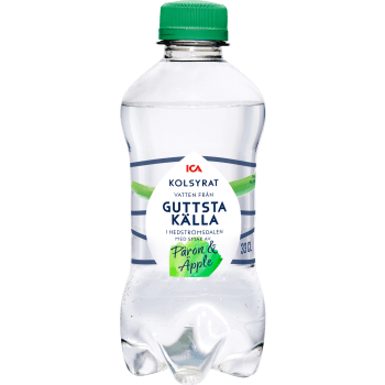 Kolsyrat vatten Päron/Äpple 33cl ICA.