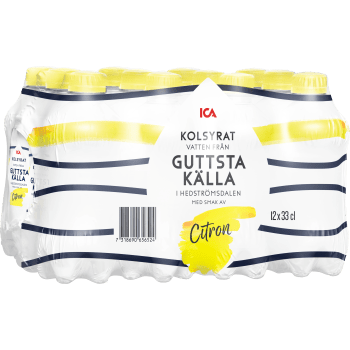 Kolsyrat Mineralvatten Citron 12-pack 33cl ICA.