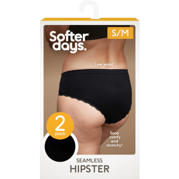 Hipster seamless spets S/M 2p svart Softer Days.
