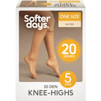 Knästrumpa 20den onesize 5p solbrun Softer Days.