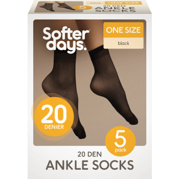 Ankelstrumpa 20den onesize 5p svart Softer Days.