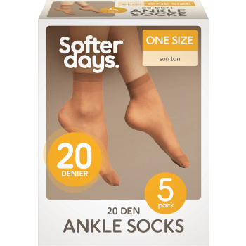 Ankelstrumpa 20den onesize 5p solbrun Softer Days.