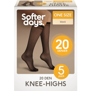 Knästrumpa 20den onesize 5p svart Softer Days.