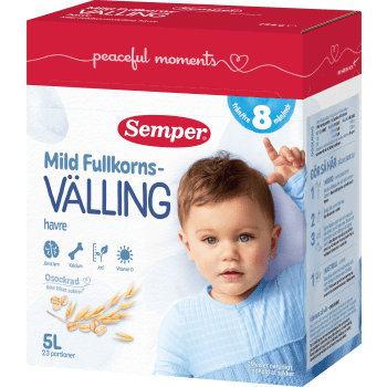 Mild Fullkornsvälling med havre 8m 5l Semper.