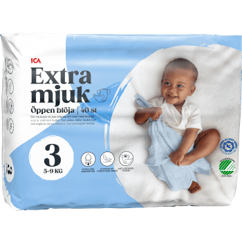 Blöjor Extra mjuk öppen blöja strl 3 5-9kg 40-p ICA.