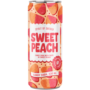 Läsk Sweet Peach Candy Soda 330ml Spirit of Sweden.