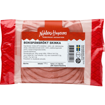 Bokspånsrökt Skinka Skivad 120g Nyhléns Hugosons.