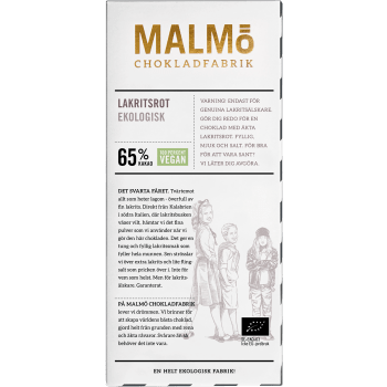 Choklad Lakritsrot 65% 80g Malmö Chokladfabrik.