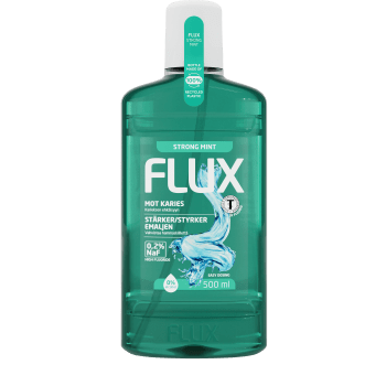 Munskölj Strong Mint 0,2% fluor 500ml FLUX.