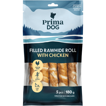 Fylld Tuggrulle med kyckling 5-p 180g PrimaDog.