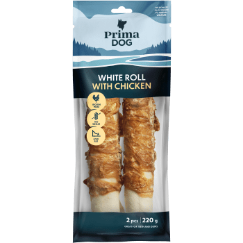 Vit tuggrulle med kyckling 2-p 220g PrimaDog.