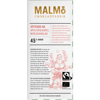 Choklad Jättegod Jul Apelsin & Kanel 45% 80g Malmö Chokladfabrik.