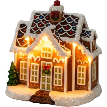 Pepparkakshus 16,5 cm LED med timer Konstsmide.