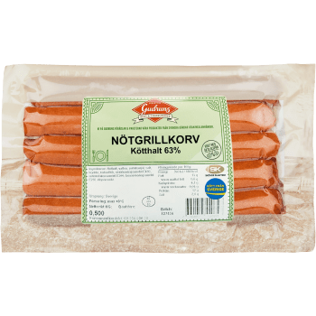 Nötgrillkorv Alspånsrökt 10-pack 500g Gudruns.