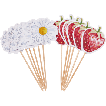 Midsommarpicks jordgubbar/prästkragar.