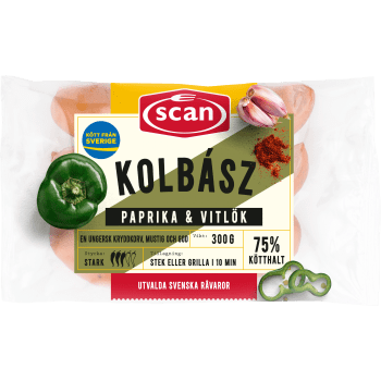 Kryddkorv Kolbasz Paprika och Vitlök 75% Kötthalt 300g Scan.