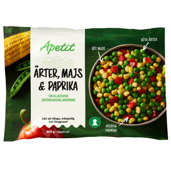 Ärter, Majs & Paprika 600g Apetit.
