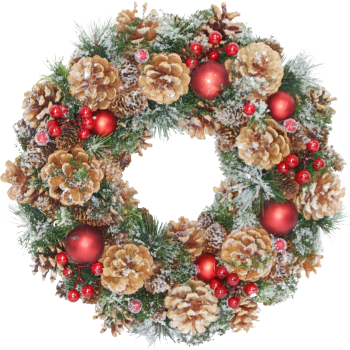 Krans m kottar & röda bär 34cm Festive.