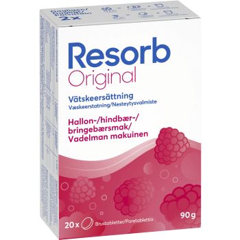 Vätskeersättning Hallon 2-p 20st 90g Resorb.