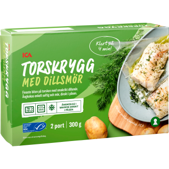 Torskrygg med dillsmör 2-p Fryst 300g ICA.