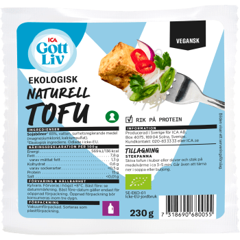 Tofu Naturell Ekologisk 230g ICA Gott Liv.